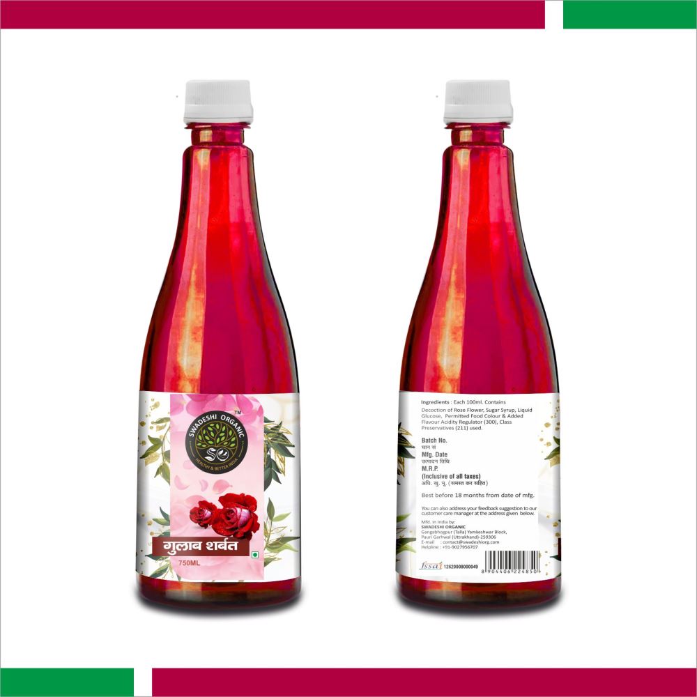 Swadeshi Organic Gulab Sharbat (750ml)