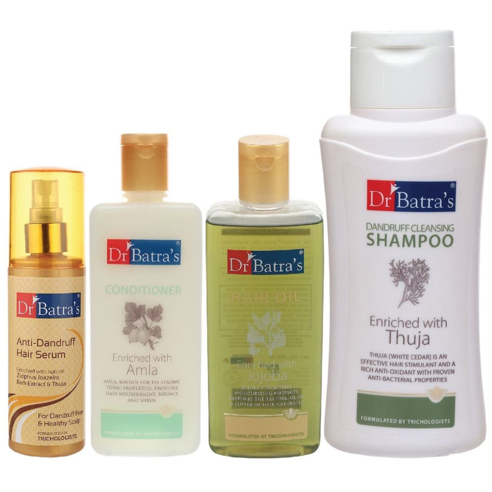 Dr Batras Anti Dandruff Hair Serum, Conditioner, Hair Oil & Dandruff Cleansing Shampoo Combo (200ml+200ml+200ml+500ml) (1Pack)