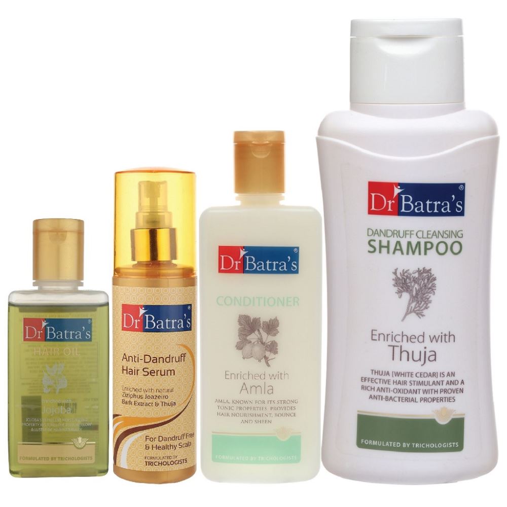 Dr Batras Anti Dandruff Hair Serum, Conditioner, Hair Oil & Dandruff Cleansing Shampoo Combo (200ml+200ml+100ml+500ml) (1Pack)