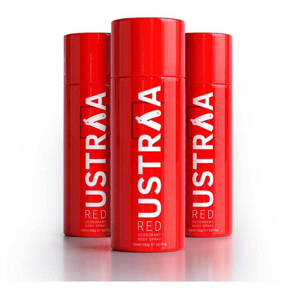Ustraa Deodorant Body Spray Red (150ml, Pack of 3)