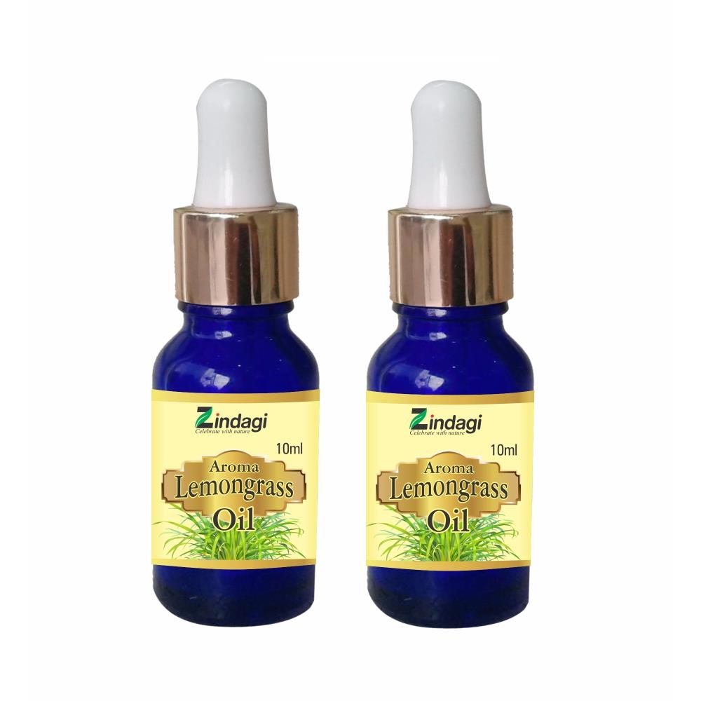 Zindagi Lemongrass Oil - Natural Aroma Oils (10ml, Pack of 2)