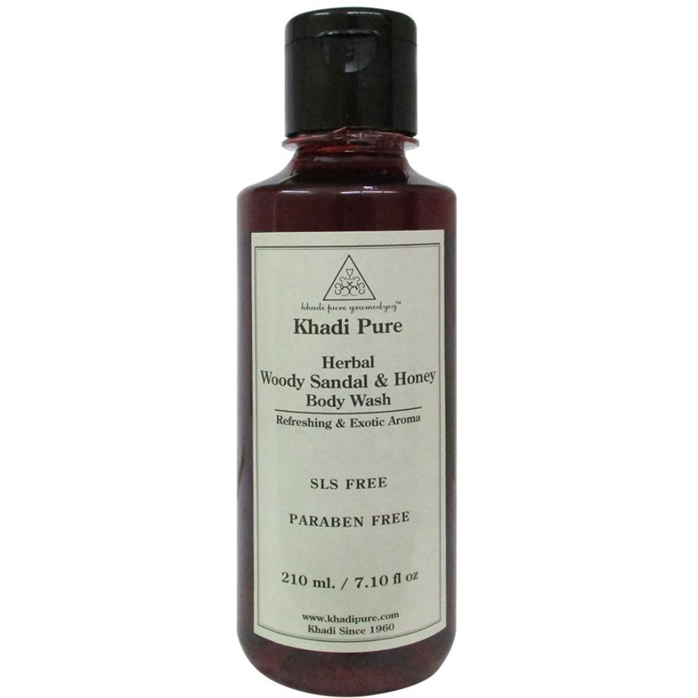 Khadi Pure Woody Sandal & Honey Body Wash Sls-Paraben Free (210ml)