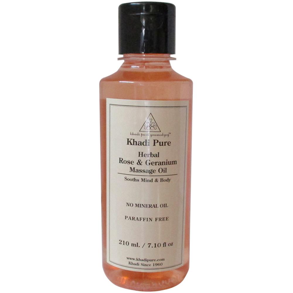 Khadi Pure Rose & Geranium Massage Oil Paraffin-Mineral Oil Free (210ml)