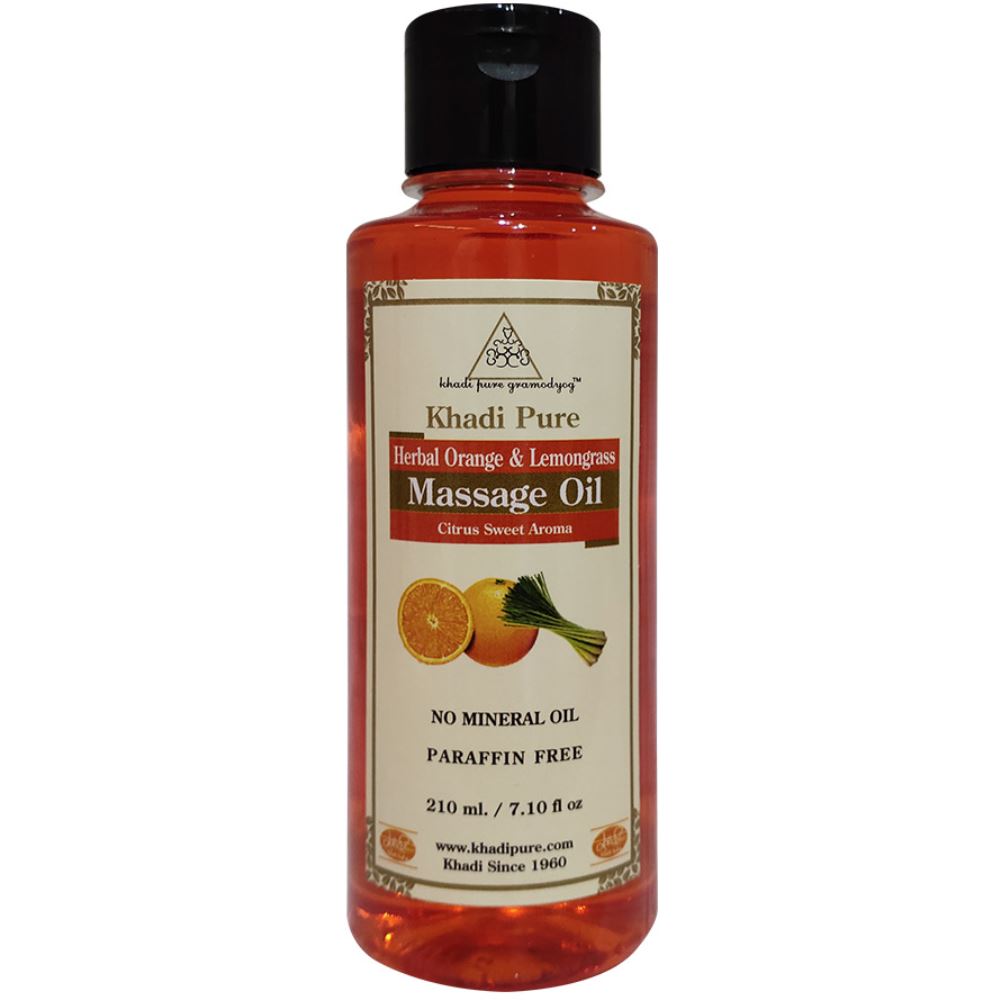 Khadi Pure Orange & Lemongrass Massage Oil Paraffin-Mineral Oil Free (210ml)