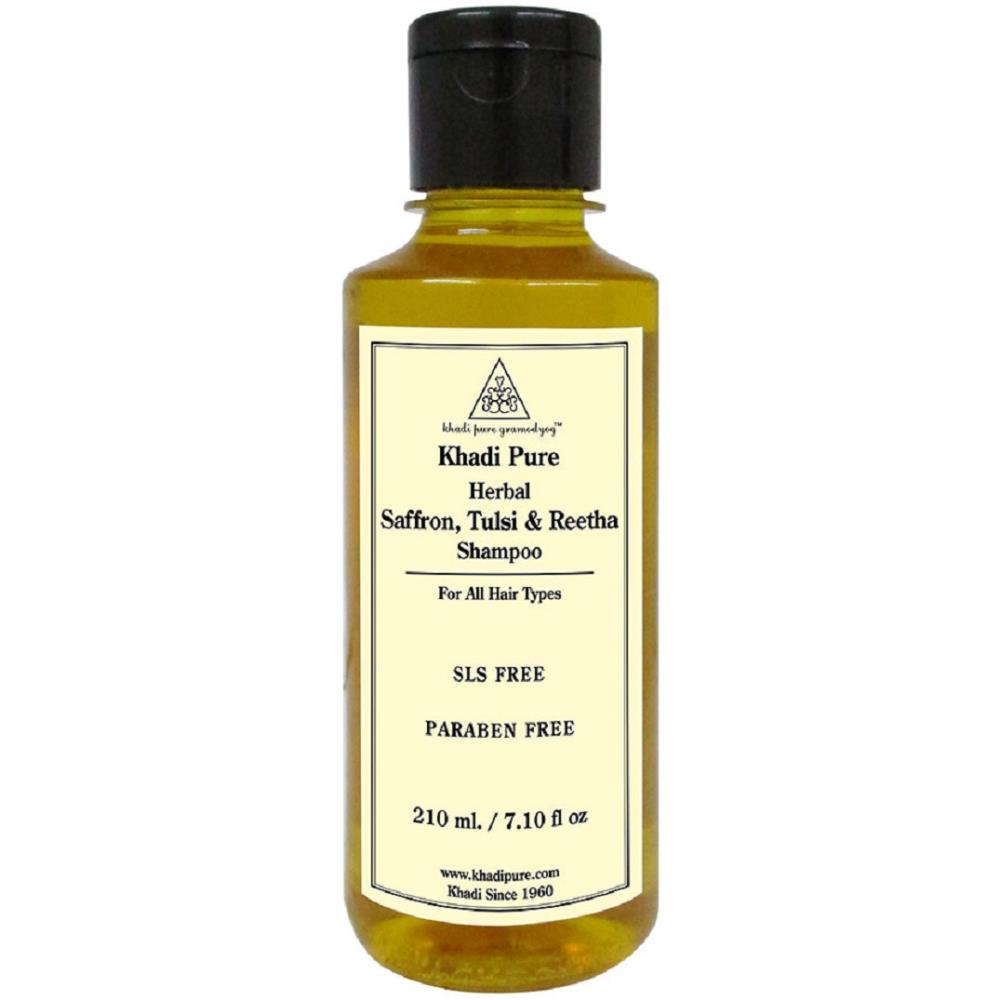 Khadi Pure Saffron, Tulsi & Reetha Shampoo Sls-Paraben Free (210ml) Khadi Pure Saffron, Tulsi & Reetha Shampoo Sls-Paraben Free (210ml)