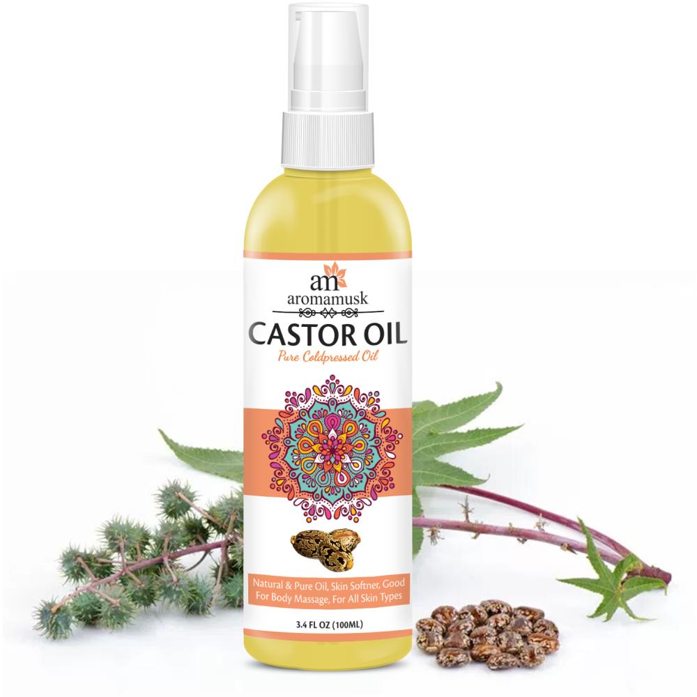 AromaMusk USDA Organic 100% Pure Cold Pressed Castor Oil For Hair And Skin (100ml)