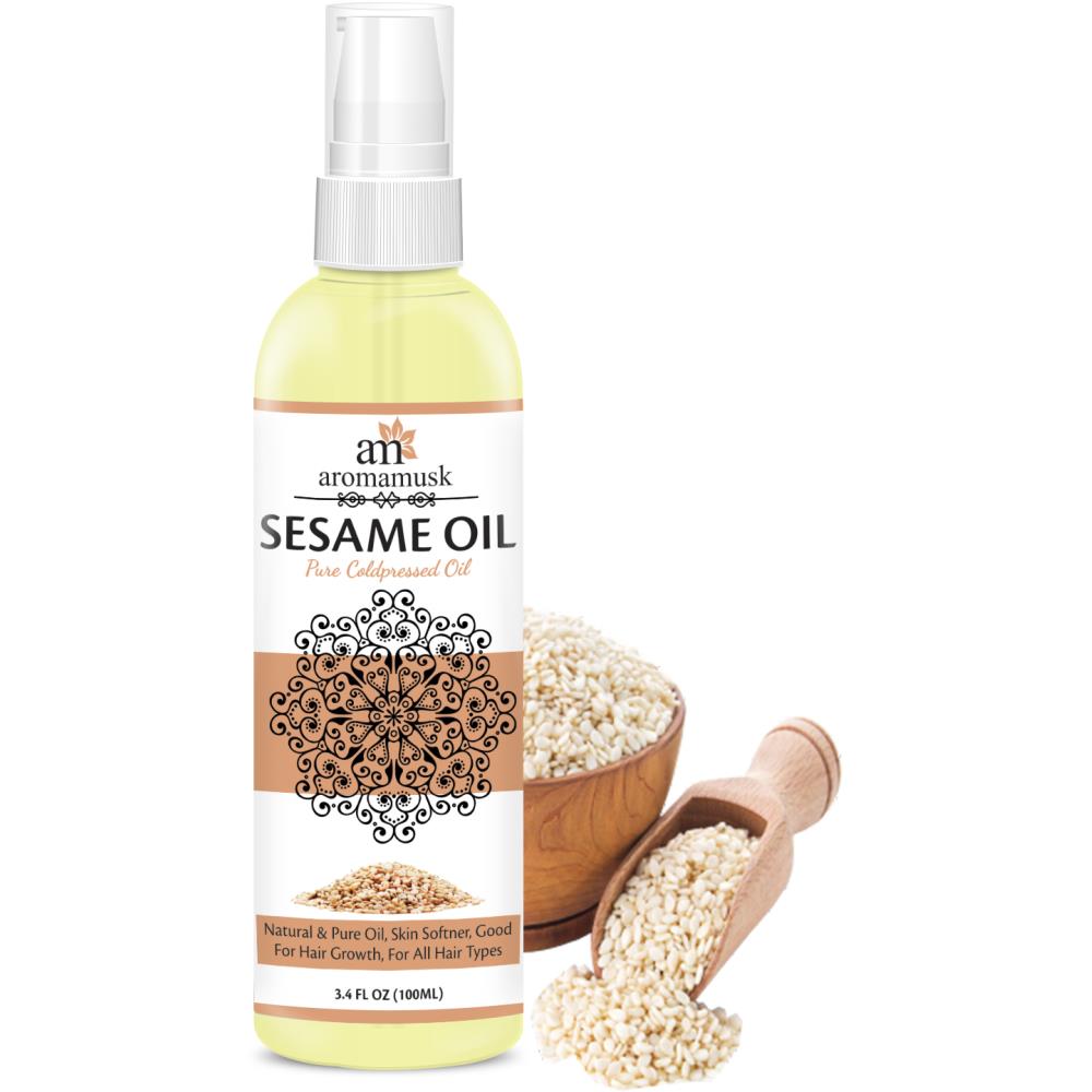 AromaMusk USDA Organic 100% Pure Cold Pressed Extra Virgin Sesame Oil For Hair And Skin (100ml) AromaMusk USDA Organic 100% Pure Cold Pressed Extra Virgin Sesame Oil For Hair And Skin (100ml)