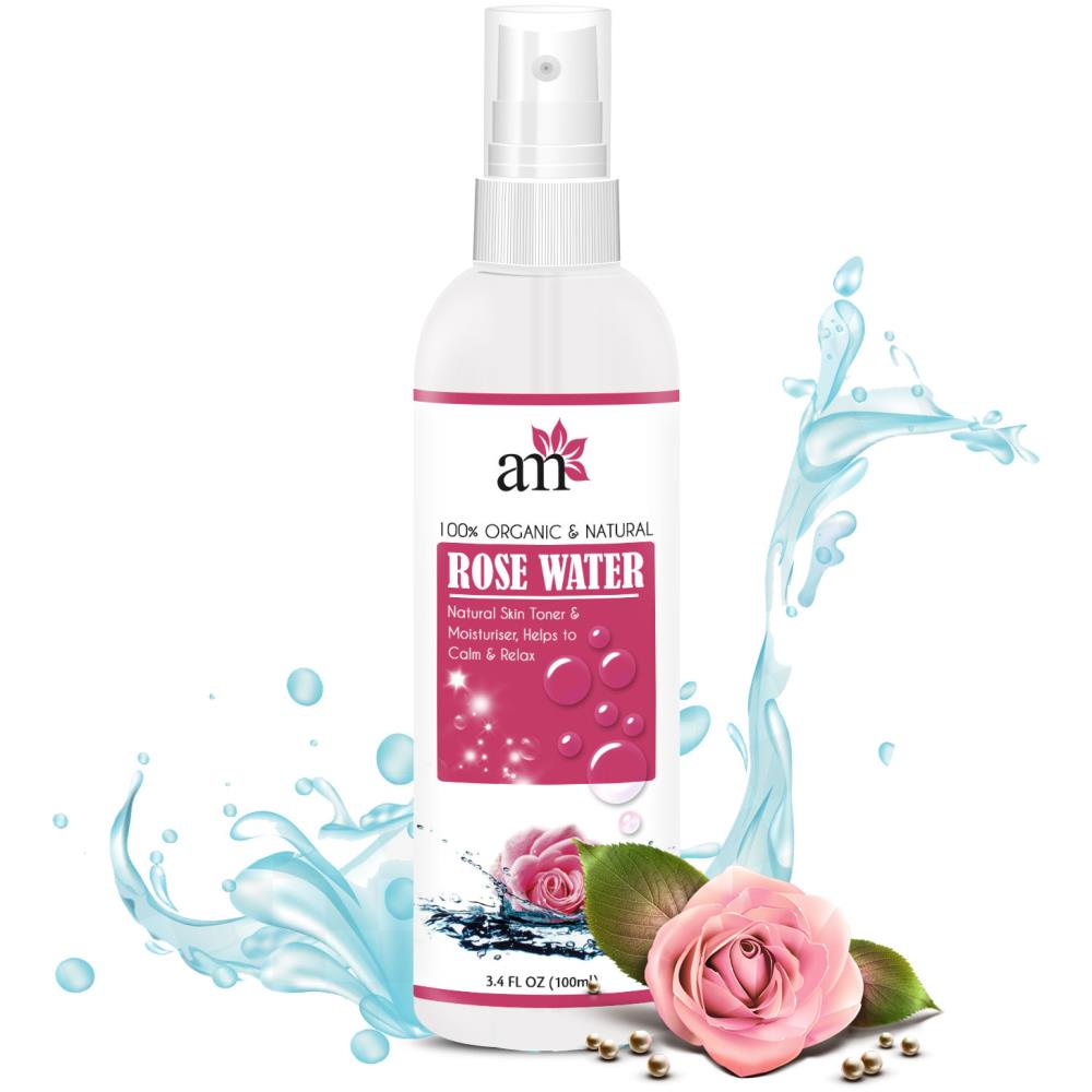 AromaMusk 100% Organic & Natural Premium Rose Water For Face & Skin (100ml)