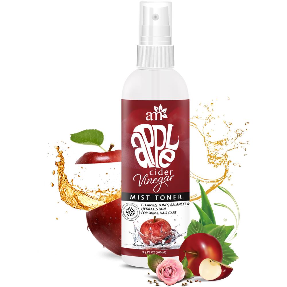 AromaMusk Apple Cider Vinegar Clarifying Face Mist Toner – With Witch Hazel Extract, Pure Rose Hydrosol & Aloevera Juice For Face, Hair & Body (100ml)