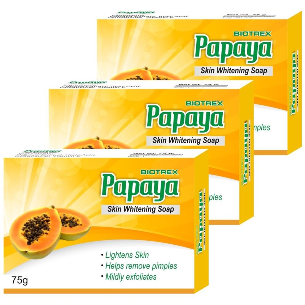 Biotrex Papaya Skin Whitening Soap (75g, Pack of 3)
