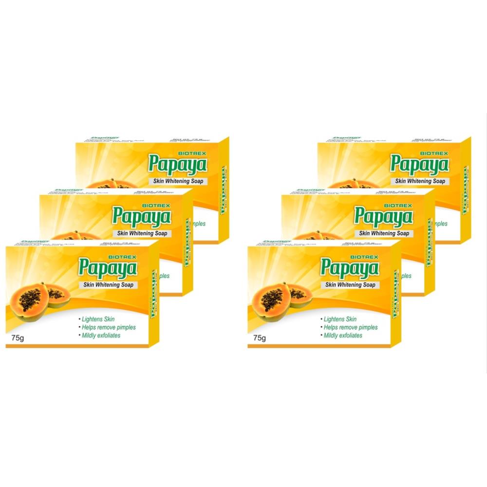 Biotrex Papaya Skin Whitening Soap (75g, Pack of 6)