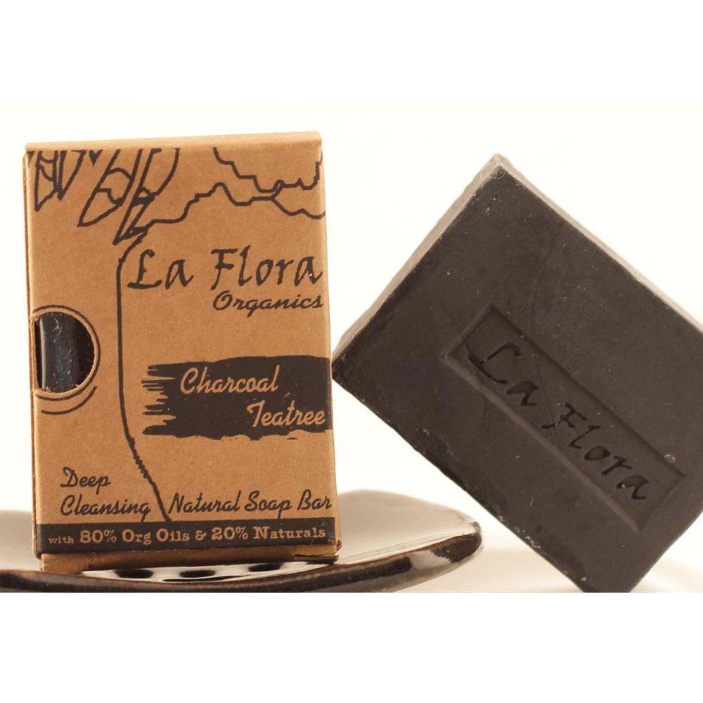 La Flora Organics Charcoal & Teatree Deep Cleansing Black Soap (100g)