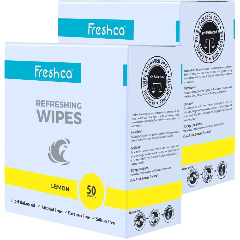 Freshca Refreshing Wet Wipes in Lemon Fragrance (100pcs)