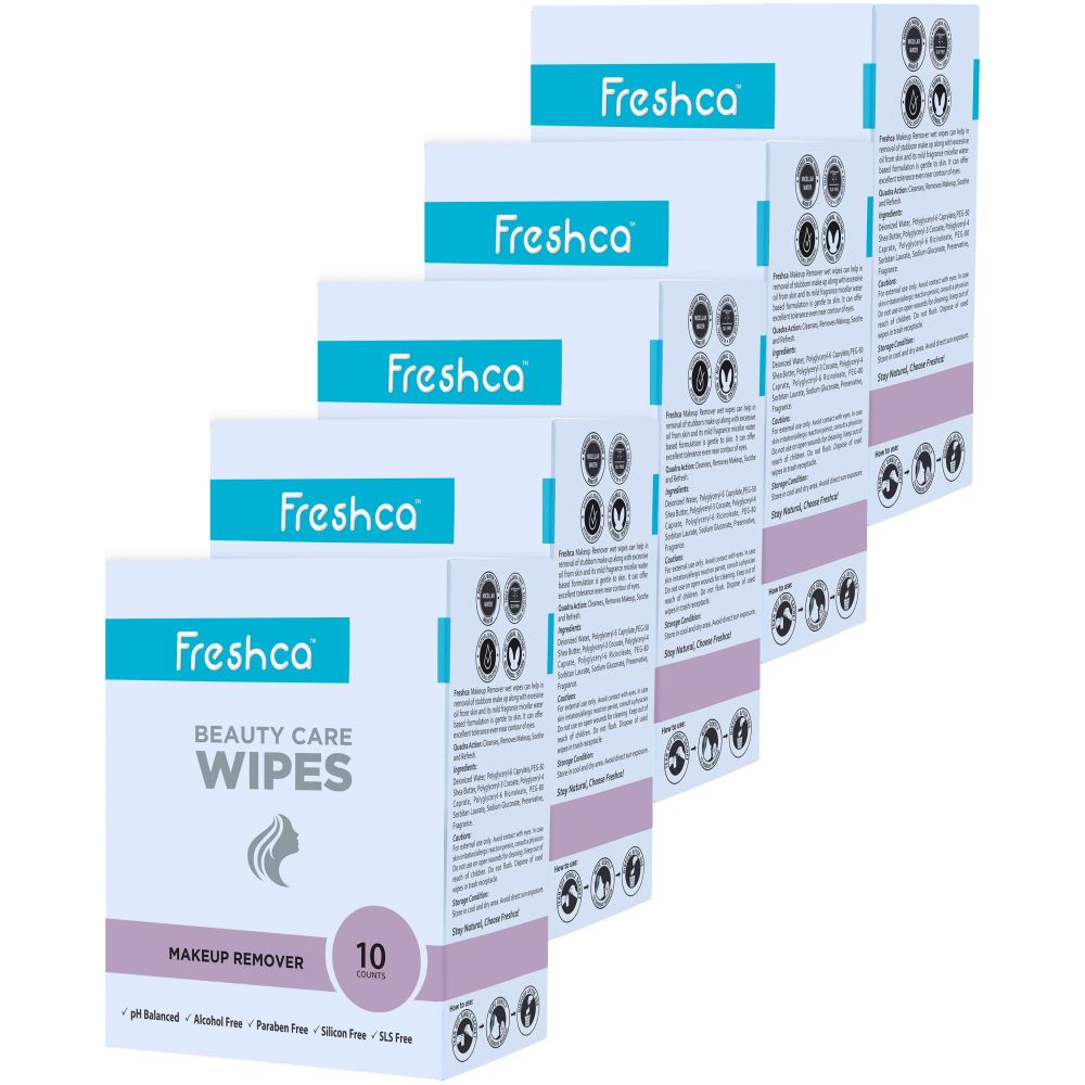 Freshca Makeup Remover Wet Wipes with Micellar Water Formula (50pcs)