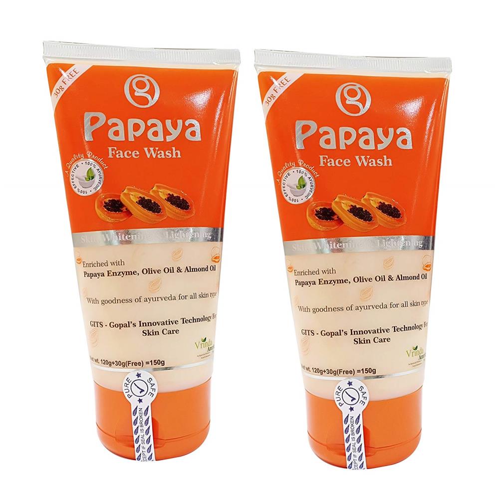 Vrinda Papaya Glow Face Wash (150g, Pack of 2)