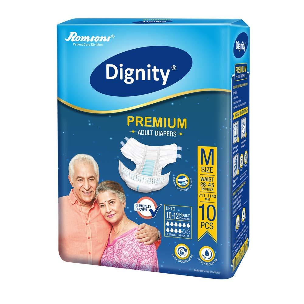 Dignity Premium Adult Diaper (M, Pack of 10)