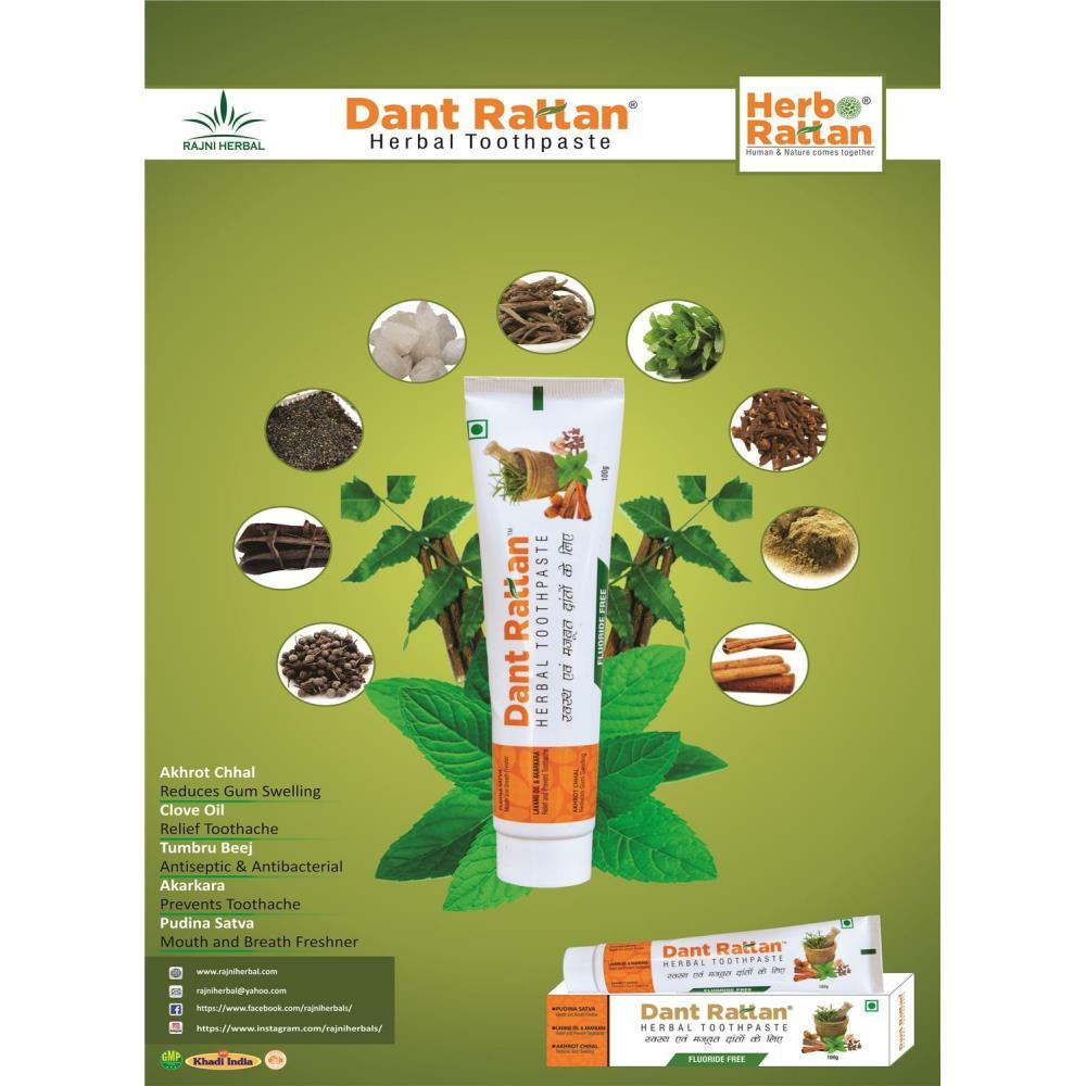 Rajni Herbals Dant Rattan Herbal Toothpaste (100g, Pack of 2) Rajni Herbals Dant Rattan Herbal Toothpaste (100g, Pack of 2)