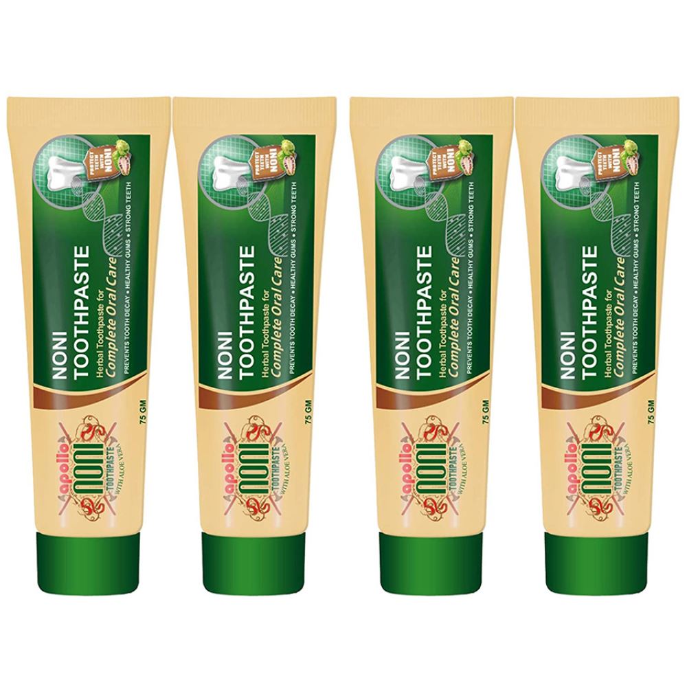 Apollo Noni Toothpaste with Aloevera (75g, Pack of 4)