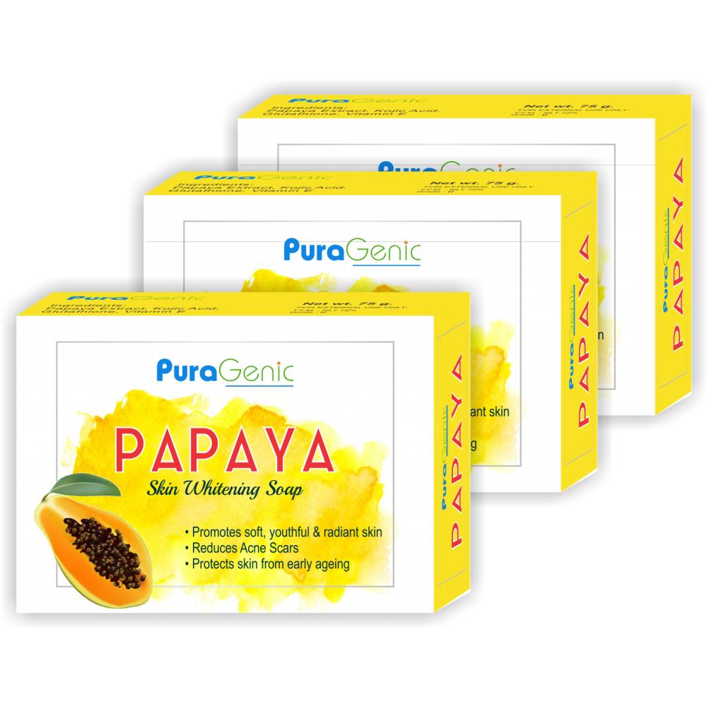 Puragenic Papaya Skin Whitening Soap (75g, Pack of 3)