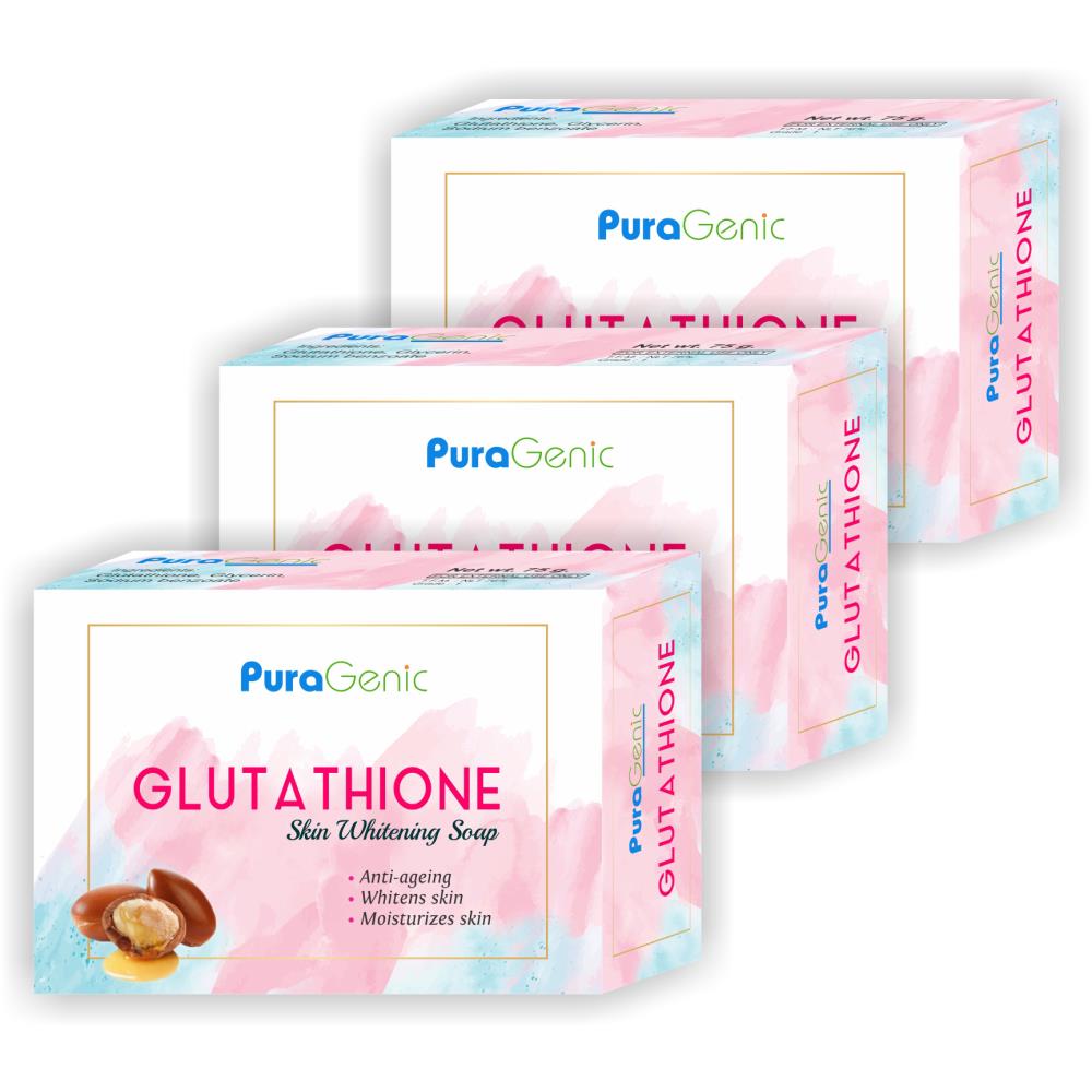 Puragenic Glutathione Skin Whitening Soap (75g, Pack of 3)