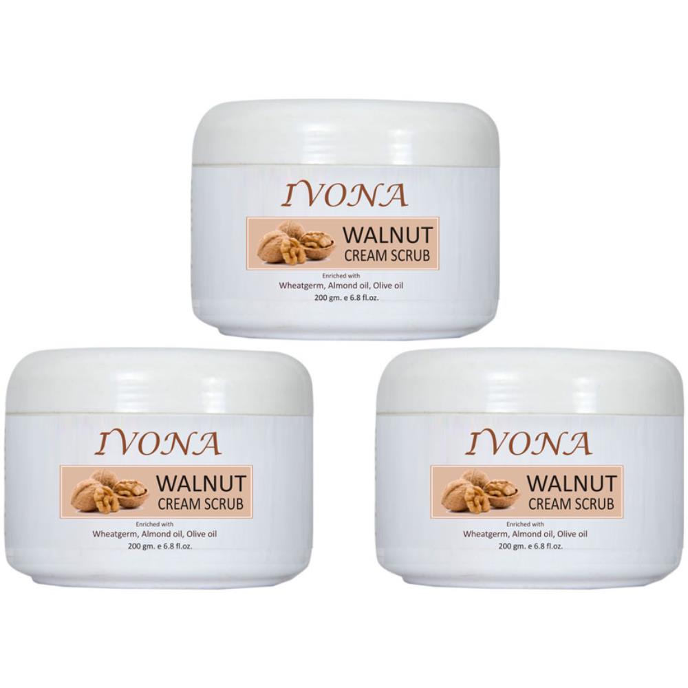 Ivona Walnut Scrub Cream (200ml, Pack of 3)