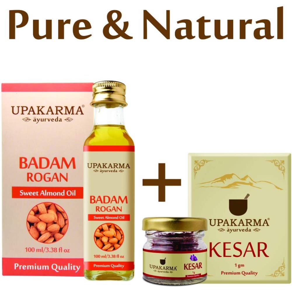 Upakarma Ayurveda Badam Rogan (100Ml) & Keshar(1G) Combo Pack (1Pack)