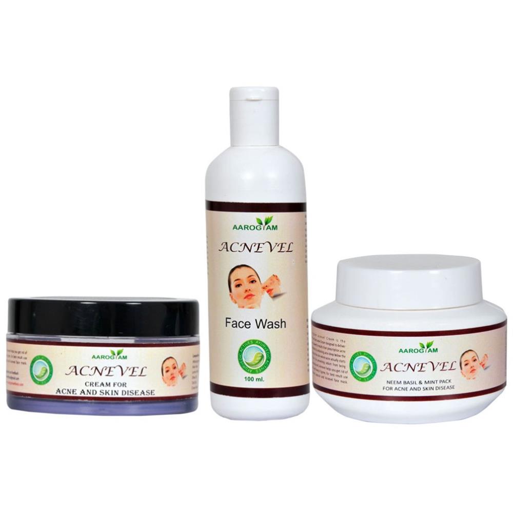 Acnevel Cream(50G)& Capsule(90Cap)& Facewash(100Ml),Neem Basil(100G) Combo Pack (1Pack)