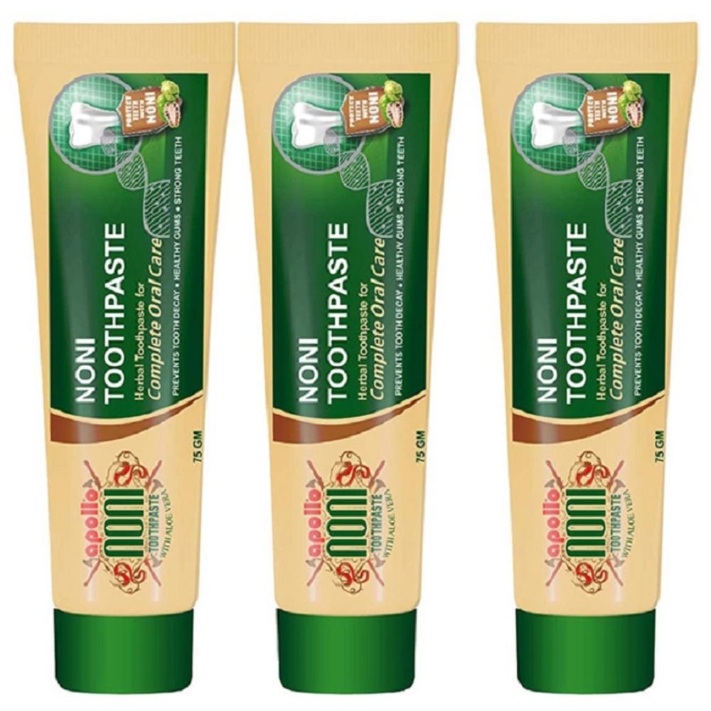 Apollo Noni Toothpaste with Aloevera (75g, Pack of 3)