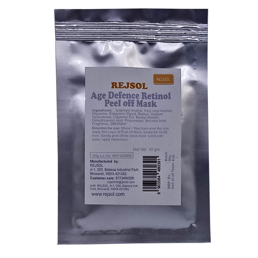 Rejsol Age Defence Retinol Peel Off Mask (10g, Pack of 10)