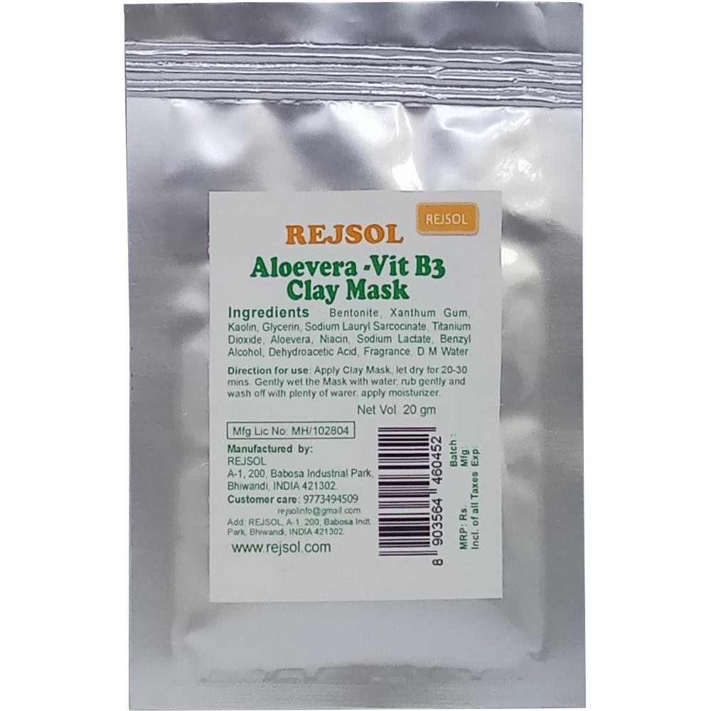 Rejsol Aloevera Vit B3 Clay Mask (20g, Pack of 10)