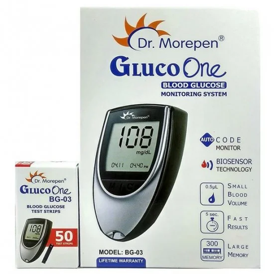Dr.Morepen Glucose Monitor (Gluco One BG03) + 50 Strips