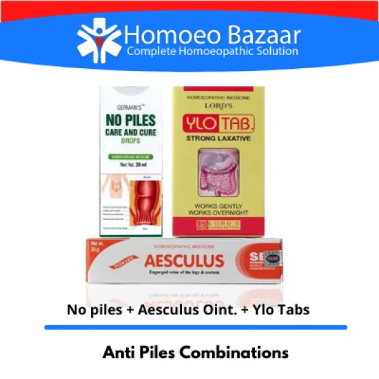 Anti-Haemorrhoids And Fissure  Cobinations (Yelo Tabs + No Piles Drops + Aesculus OInt.)