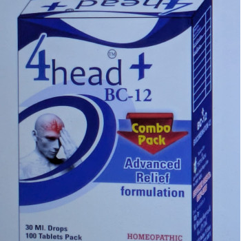 Teqtis India 4Head Drops + BC 12 Migraine Treatment (30 ml Drops+ 100 Tablet)