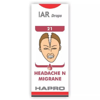 Hapro IAR (Insta Action Range Drops) DROP NO - 21 Headache-N-Migrane (30ml)