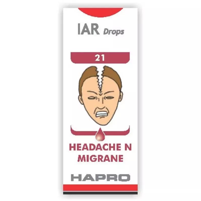 Hapro IAR (Insta Action Range Drops) DROP NO - 21 Headache-N-Migrane (30ml)