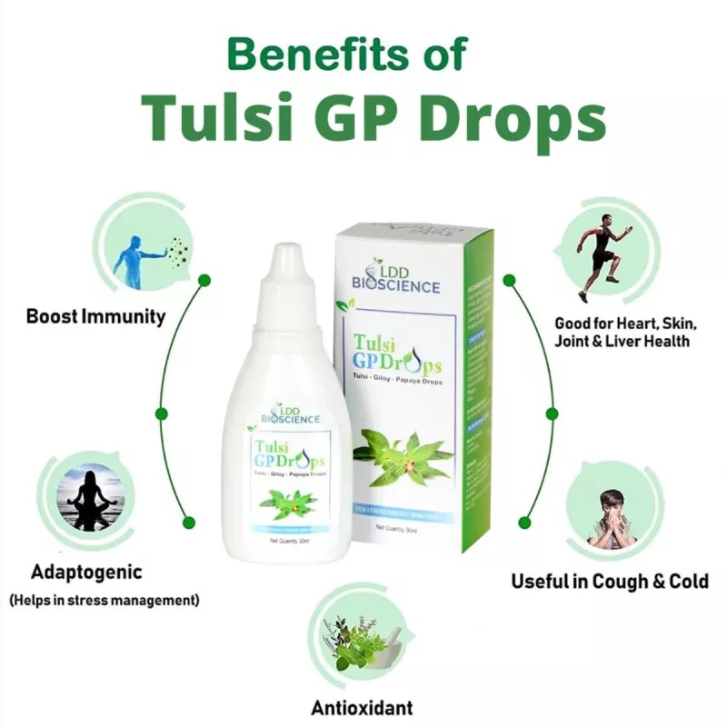 LDD Bioscience Tulsi Gp Drops (Tulsi -Giloy-Papaya) (30ml)
