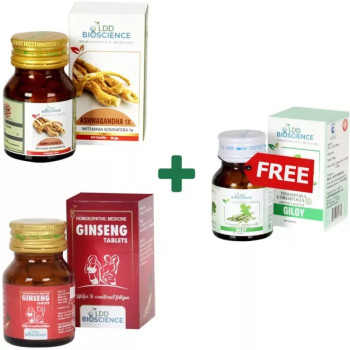 LDD Bioscience Get Ashwagandha1x + Ginseng Tablets With Free Giloy Tablets (Each Taplets 25g) (1Pack)