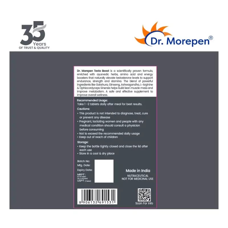Dr Morepen Testo Boost Tablets For Men (60tab)