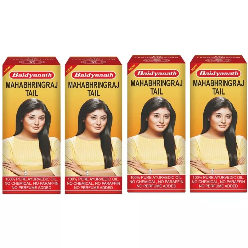 Baidyanath Ayurved Mahabhringraj Ayurvedic Hair Oil (50ml, Pack of 4)