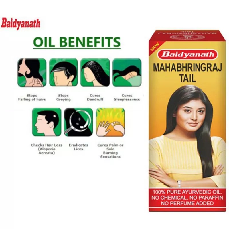 Baidyanath Ayurved Mahabhringraj Ayurvedic Hair Oil (100ml, Pack of 3)