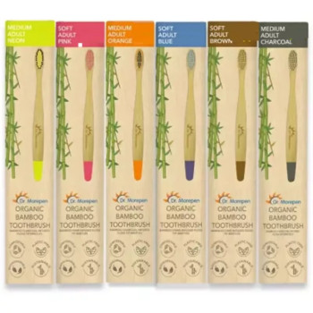 Dr Morepen Organic Bamboo Toothbrush For Adults (6 Multicolor Toothbrush) (1Pack)