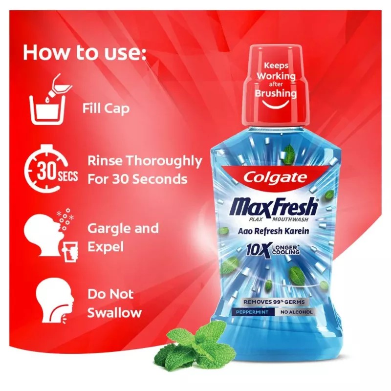 Colgate Plax Fresh Mint Splash Alcohol Free Mouth Wash (250ml)
