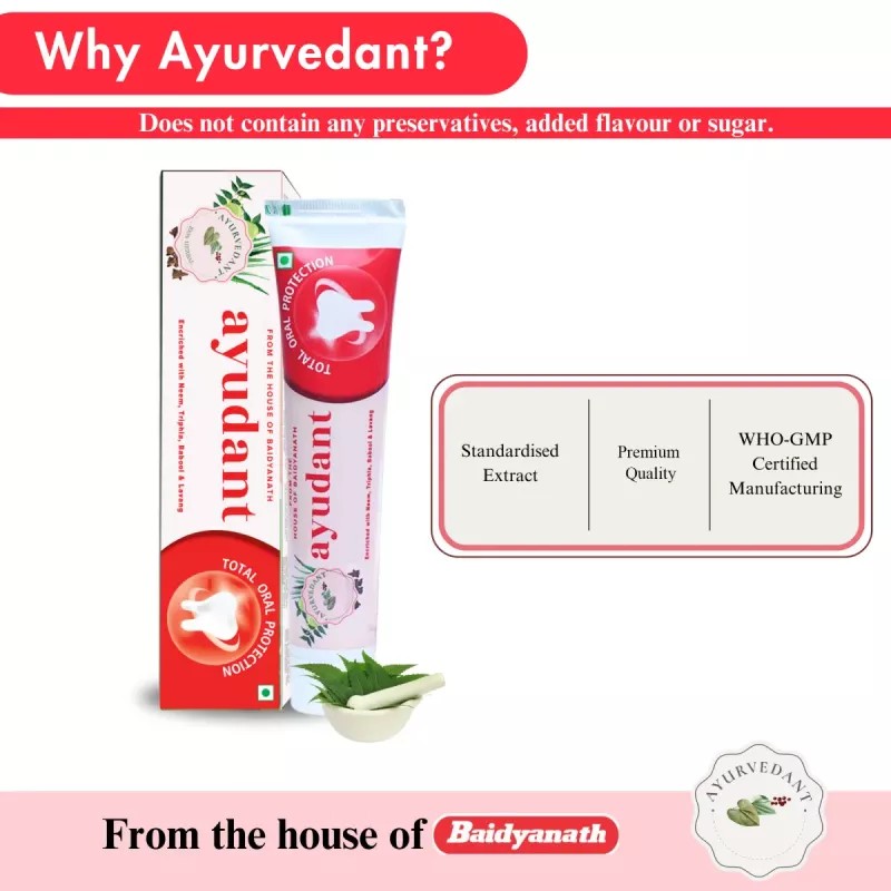 Baidyanath Ayurvedant Ayudant Herbal Toothpaste (100g, Pack of 2)