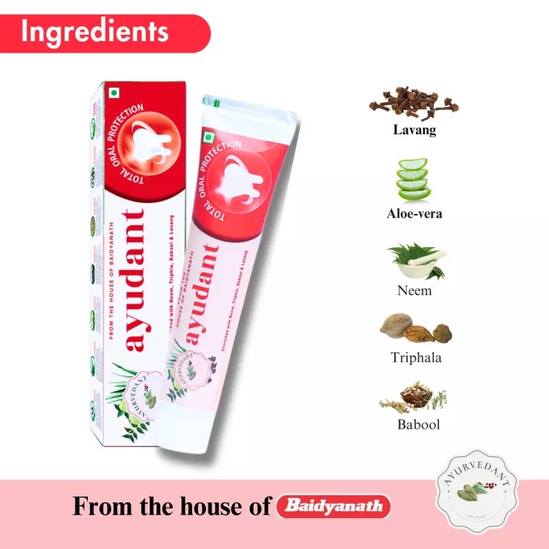 Baidyanath Ayurvedant Ayudant Herbal Toothpaste (100g, Pack of 2)