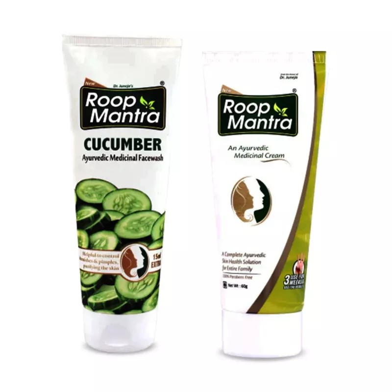 Roop Mantra Ayurvedic Cream & Cucumber Facewash Combo (Cream 60g + Facewash 115ml) (1Pack)