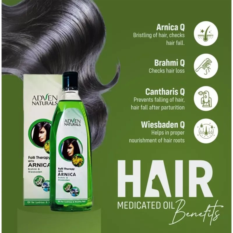 Adven Folli Therapy with Arnica, Brahmi & Wiesbaden Hair Oil (200ml)