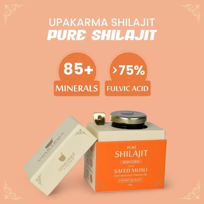 Upakarma Ayurveda Pure Shilajit Resin Form With Safed Musli (20g)