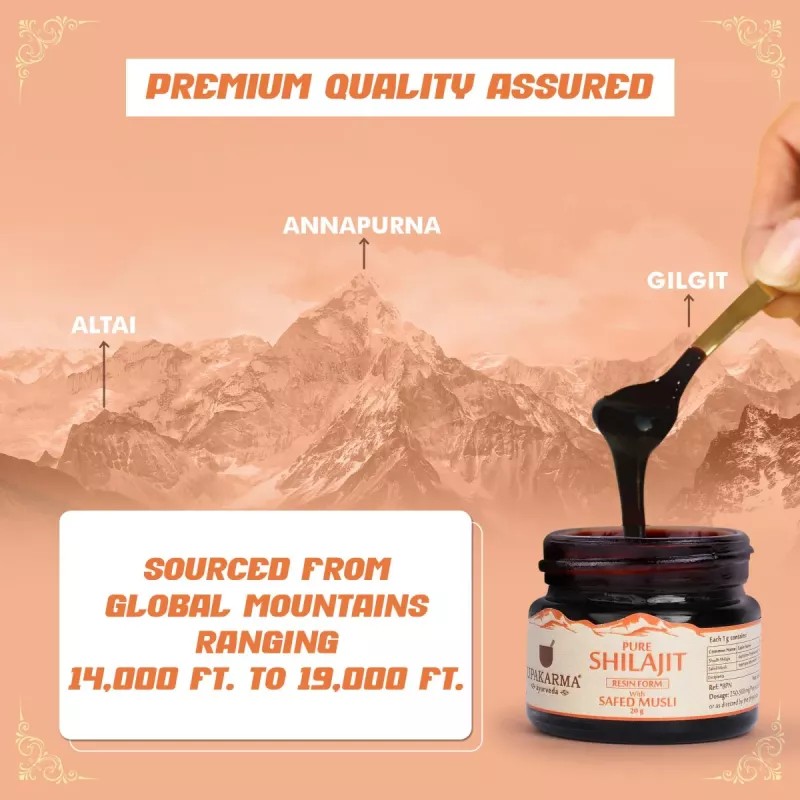 Upakarma Ayurveda Pure Shilajit Resin Form With Safed Musli (20g)