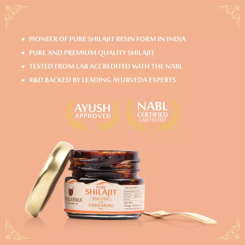 Upakarma Ayurveda Pure Shilajit Resin Form With Safed Musli (20g)