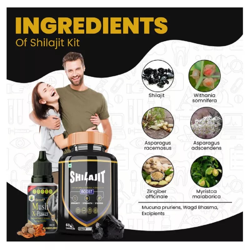 Divya Shree Musli X-Power Oil + Shilajit Capsules (Oil 30ml + 60Cap) (1Pack)